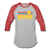 Maine Baseball T-Shirt - Retro Sunrise Unisex Maine Raglan T Shirt - heather gray/red