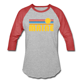 Maine Baseball T-Shirt - Retro Sunrise Unisex Maine Raglan T Shirt