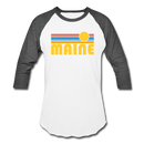 Maine Baseball T-Shirt - Retro Sunrise Unisex Maine Raglan T Shirt - white/charcoal