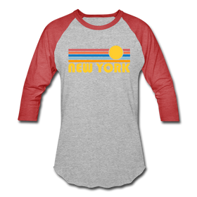 New York, New York Baseball T-Shirt - Retro Sunrise Unisex New York Raglan T Shirt
