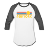 New York, New York Baseball T-Shirt - Retro Sunrise Unisex New York Raglan T Shirt - white/charcoal