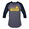 Moab, Utah Baseball T-Shirt - Retro Sunrise Unisex Moab Raglan T Shirt - heather blue/navy