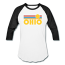 Ohio Baseball T-Shirt - Retro Sunrise Unisex Ohio Raglan T Shirt - white/black