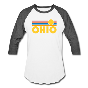 Ohio Baseball T-Shirt - Retro Sunrise Unisex Ohio Raglan T Shirt - white/charcoal