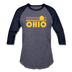 Ohio Baseball T-Shirt - Retro Sunrise Unisex Ohio Raglan T Shirt - heather blue/navy