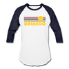 Orlando, Florida Baseball T-Shirt - Retro Sunrise Unisex Orlando Raglan T Shirt - white/navy