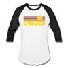 Oregon Baseball T-Shirt - Retro Sunrise Unisex Oregon Raglan T Shirt - white/black