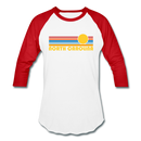 North Carolina Baseball T-Shirt - Retro Sunrise Unisex North Carolina Raglan T Shirt - white/red