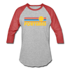 Portland, Oregon Baseball T-Shirt - Retro Sunrise Unisex Portland Raglan T Shirt - heather gray/red