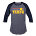 Tampa, Florida Baseball T-Shirt - Retro Sunrise Unisex Tampa Raglan T Shirt - heather blue/navy