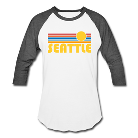 Seattle, Washington Baseball T-Shirt - Retro Sunrise Unisex Seattle Raglan T Shirt - white/charcoal