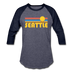 Seattle, Washington Baseball T-Shirt - Retro Sunrise Unisex Seattle Raglan T Shirt - heather blue/navy