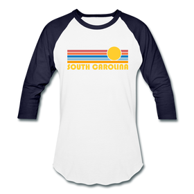 South Carolina Baseball T-Shirt - Retro Sunrise Unisex South Carolina Raglan T Shirt - white/navy