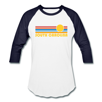 South Carolina Baseball T-Shirt - Retro Sunrise Unisex South Carolina Raglan T Shirt - white/navy