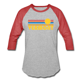 Vermont Baseball T-Shirt - Retro Sunrise Unisex Vermont Raglan T Shirt