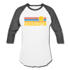 Sarasota, Florida Baseball T-Shirt - Retro Sunrise Unisex Sarasota Raglan T Shirt - white/charcoal
