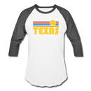 Texas Baseball T-Shirt - Retro Sunrise Unisex Texas Raglan T Shirt - white/charcoal