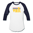 Vail, Colorado Baseball T-Shirt - Retro Sunrise Unisex Vail Raglan T Shirt - white/navy