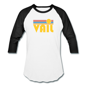 Vail, Colorado Baseball T-Shirt - Retro Sunrise Unisex Vail Raglan T Shirt - white/black