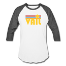 Vail, Colorado Baseball T-Shirt - Retro Sunrise Unisex Vail Raglan T Shirt - white/charcoal