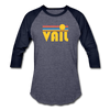 Vail, Colorado Baseball T-Shirt - Retro Sunrise Unisex Vail Raglan T Shirt - heather blue/navy
