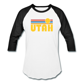 Utah Baseball T-Shirt - Retro Sunrise Unisex Utah Raglan T Shirt - white/black