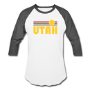 Utah Baseball T-Shirt - Retro Sunrise Unisex Utah Raglan T Shirt - white/charcoal
