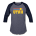 Utah Baseball T-Shirt - Retro Sunrise Unisex Utah Raglan T Shirt - heather blue/navy