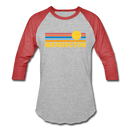 Washington Baseball T-Shirt - Retro Sunrise Unisex Washington Raglan T Shirt - heather gray/red