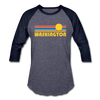 Washington Baseball T-Shirt - Retro Sunrise Unisex Washington Raglan T Shirt - heather blue/navy