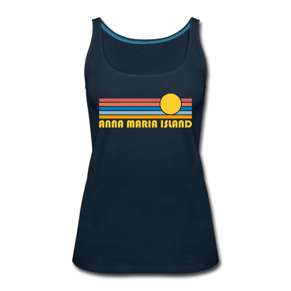 Anna Maria Island, Florida Women’s Tank Top - Retro Sunrise Women’s Anna Maria Island Tank Top - deep navy