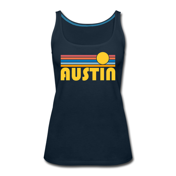 Austin, Texas Women’s Tank Top - Retro Sunrise Women’s Austin Tank Top - deep navy