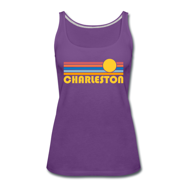Charleston, South Carolina Women’s Tank Top - Retro Sunrise Women’s Charleston Tank Top - purple