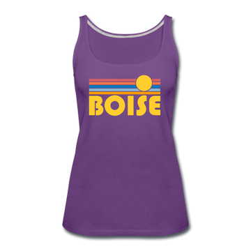 Boise, Idaho Women’s Tank Top - Retro Sunrise Women’s Boise Tank Top - purple