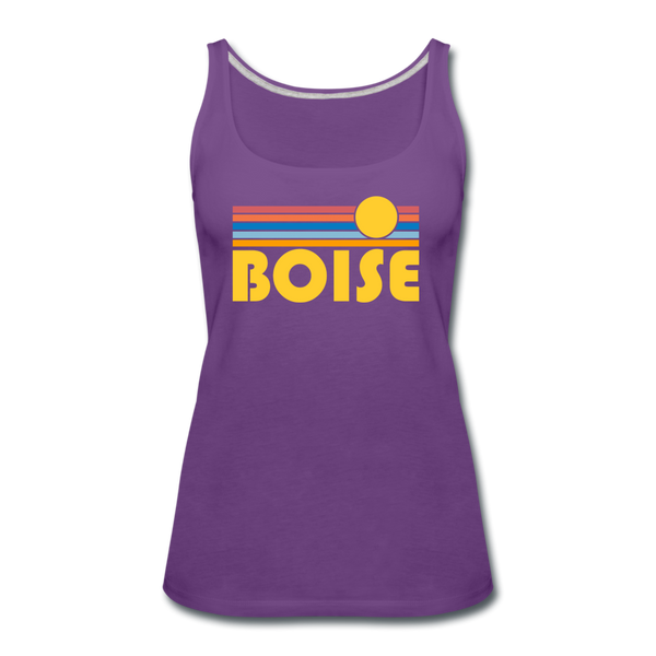 Boise, Idaho Women’s Tank Top - Retro Sunrise Women’s Boise Tank Top - purple