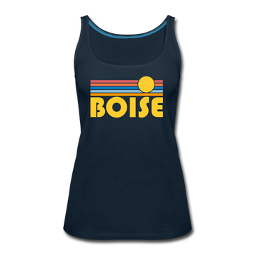Boise, Idaho Women’s Tank Top - Retro Sunrise Women’s Boise Tank Top - deep navy