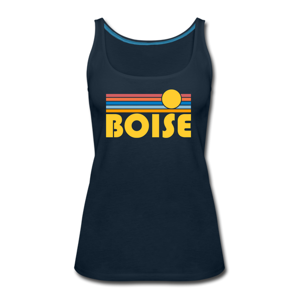 Boise, Idaho Women’s Tank Top - Retro Sunrise Women’s Boise Tank Top - deep navy