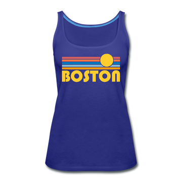 Boston, Massachusetts Women’s Tank Top - Retro Sunrise Women’s Boston Tank Top - royal blue