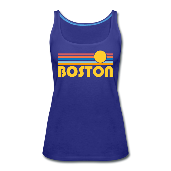 Boston, Massachusetts Women’s Tank Top - Retro Sunrise Women’s Boston Tank Top - royal blue