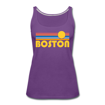 Boston, Massachusetts Women’s Tank Top - Retro Sunrise Women’s Boston Tank Top - purple