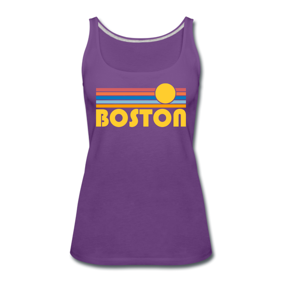 Boston, Massachusetts Women’s Tank Top - Retro Sunrise Women’s Boston Tank Top - purple