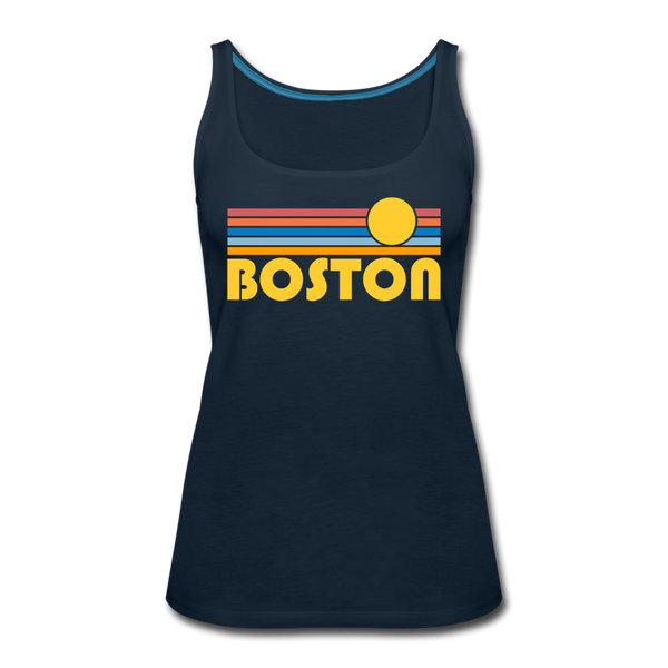 Boston, Massachusetts Women’s Tank Top - Retro Sunrise Women’s Boston Tank Top - deep navy