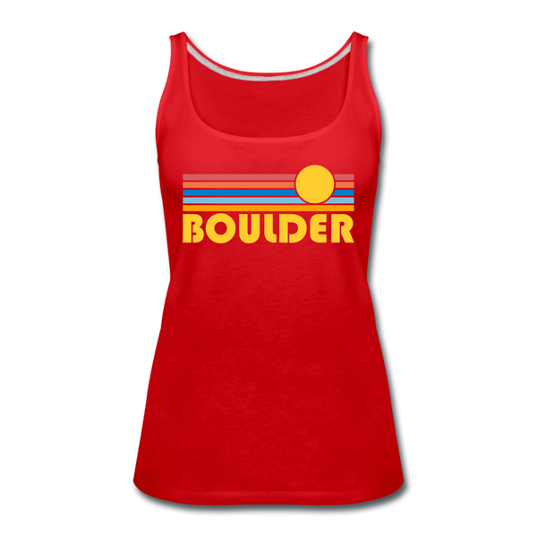 Boulder, Colorado Women’s Tank Top - Retro Sunrise Women’s Boulder Tank Top - red