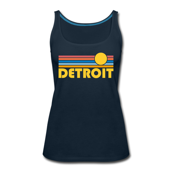 Detroit, Michigan Women’s Tank Top - Retro Sunrise Women’s Detroit Tank Top - deep navy