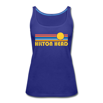 Hilton Head, South Carolina Women’s Tank Top - Retro Sunrise Women’s Hilton Head Tank Top - royal blue