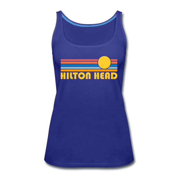 Hilton Head, South Carolina Women’s Tank Top - Retro Sunrise Women’s Hilton Head Tank Top - royal blue