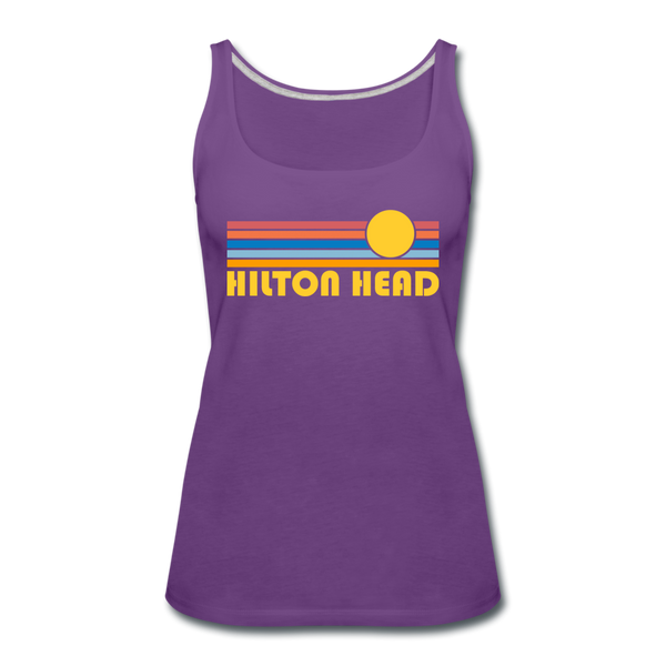 Hilton Head, South Carolina Women’s Tank Top - Retro Sunrise Women’s Hilton Head Tank Top - purple