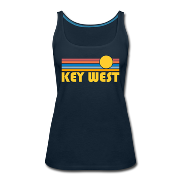 Key West, Florida Women’s Tank Top - Retro Sunrise Women’s Key West Tank Top - deep navy