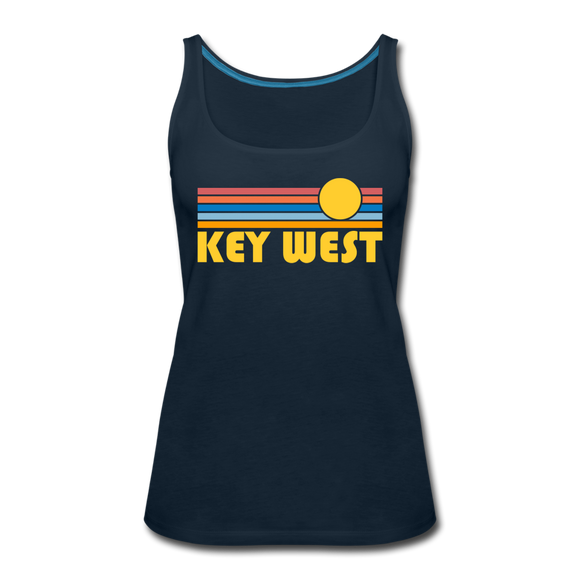 Key West, Florida Women’s Tank Top - Retro Sunrise Women’s Key West Tank Top - deep navy