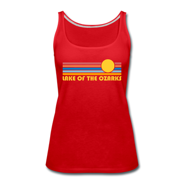 Lake of the Ozarks, Missouri Women’s Tank Top - Retro Sunrise Women’s Lake of the Ozarks Tank Top - red